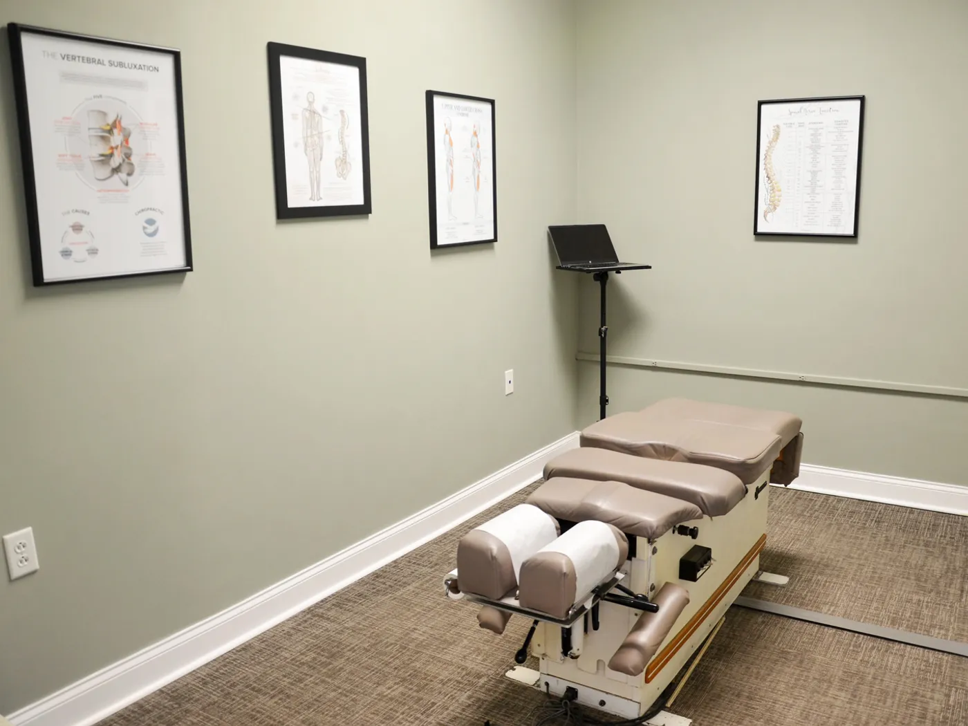 Chiropractic adjusting room at Mountain Creek Chiropractic, Red Bank TN